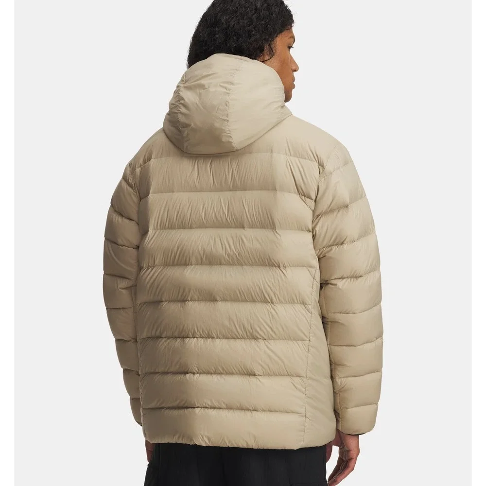 Under Armour® (Men's XL) Legend™ Hooded Down Jacket in Khaki/Black - $180
